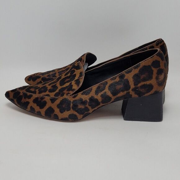 Sole Society Marty Leopard Animal Print Loafers Heel Pointed Vamp Shoes Size 8M - Picture 2 of 12